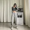 Gray Sweatpant Baggy Harem Pants Wide Leg Sweat Oversized Harajuku Joggers Woman High Waisted Black Trousers 210915