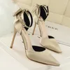 Chaussures Noeud Femme Sandales Escarpins Soie Talons Hauts Femme Stiletto Rouge Mariage