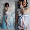 출산 드레스 레이스 V-Neck 중공업 출산 드레스 사진 촬영에 대 한 임신 한 여자 옷 긴 길이의 사진 소품 Q0713