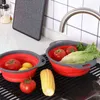 2pcs/Set Kitchen Tools Foldable Silicone Colander Fruit Vegetable Washing Basket Strainer Collapsible Drainer 211109