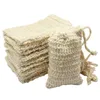 Natural Sisal Soap Bag Exfoliating Soap Saver Pouch Holder07074981