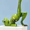 Yoga Frog Statue Resin Figurine Office Home Decoration Desktop Decor Handmade Crafts Sculpture Entrance Wine Cabinet Ornaments 211105