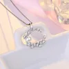 Pendant Necklaces Simple Moon Inlaid Zircon Pearl Rose Gold Sier Color Charm Necklace for Women Party Accessories Jewelry