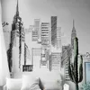 Schwarze Retro große hohe Stadtgebäude Set Wandaufkleber PVC DIY Wandbild Kunst für Wohnzimmer Sofa Dekoration Hintergrund Aufkleber 3Größe 210310