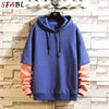 Sfabl oversize mäns hoodies mode patchwork hooded sweatshirts män casual lösa hoodies pullovers hip hop toppar man 210728