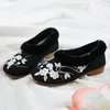 Jurk schoenen vrouwen satijnen katoenen slip op loafers vintage platte etnische Chinese stijl geborduurde warm pluche winter vrouwen