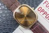 Högkvalitativa klockor Golden ellipse rostfritt stål Miyota 9015 Autoamtic Mens Watch 3738 100g-012 Sapphire Brown Dial Läder Str294m