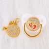 Pacifiers Luxury Bling Baby Pacifier Clip Chains BPA Safe Born Dummy Nipple Red Footprint Shape Crystal Diamond Infant Sooth2698940