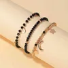 Heart Bracelets Women Stars Moon Beaded Bracelet Creative Fashion Kids SET Jewelry High Quality Trendy Metal Black Bransoletka