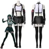 Final Fantasy VII Cosplay Tifa Lockhart Traje Mulheres Menina Outfit Sports Colete Skirt Full Set Halloween Carnaval Y0913