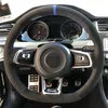 Schwarzes Leder-Wildleder-Carbonfaser-Auto-Lenkradbezug für Volkswagen Golf 7 GTI Golf R MK7 Polo Scirocco 2015 2016