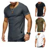 2021 new short-sleeved solid color men's t-shirt pleated shoulder jacquard stripes Slim T-shirt men's casual sports wild T-shirt G1222