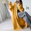 [EAM] Gray Big Size Thick Knitting Cardigan Sweater Loose Fit V-Neck Long Sleeve Women Fashion Autumn Winter 1Y163 211103