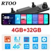 Auto dvr 4G Android Auto 1080P 12 Zoll Rückspiegel GPS WIFI ADAS Dash Cam 4G + 32G Dual Objektiv Vorne und Hinten Auto Drive Recorder DVR