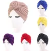 Cotton Muslim Donut turban hat Women's knotted Flower Hat Indian Beanie Bonnet Hooded Hat Hijab Headband Solid Turbanet Chemo Cap