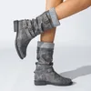 Bottes mode femmes hiver mi-mollet Tube qualité tricot Long confort plat Botines Mujer chevalier botte femme Botas Cx269