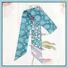 Bandanas Wraps Hats, & Gloves Fashion Aessoriesluxury Skinny Brand Silk For Women Paris Letter Print Long Scarf Handle Bag Ribbons Head Scar