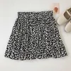 SURMIITRO SOMMAR MINI Kjolar Kvinnor Koreanska Stil Vintage Leopard Estetisk Hög Waist Pläterad Kjol Kvinnlig Shorts Foder 210712