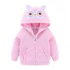 Mudkingdom Meninas bonitos meninos meninos jaqueta de lã leve unicórnio coruja criança animal zip up crianças roupas inverno 211204