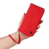 Étuis de téléphone de portefeuille pour iPhone 14 13 12 11 Pro Max x xr xs 7 8 Plus - Pure de couleur pure couverture Pu Le cuir flip kickstand couvercle avec sangle à main