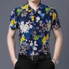 Style hawaïen décontracté 80% chemise en soie hommes à manches courtes les deux côtés imprimer Nation chinoise fleur plage vêtements d'été 210721