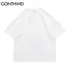 GONTHWID Hip Hop Tees Shirts Schädel Messer Punk Rock Gothic Übergroßen Streetwear Hipster Casual Baumwolle Kurzarm T-shirts Tops C0315