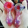 2023wholesale Mini Glass Hand Pipes Röker Rigg Tillbehör Tobaksförbränning färgad 3D -rosa lila 3 tum längd