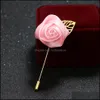 Pins, broches sieraden 33 kleuren luxe stof rose flower revers pin heren uniforme jas kleding badge brockes voor vrouwen bruiloft fashio