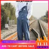 PrivatKänner Overaller Mens Mode Man Streetwear Casual Full Längd Denim Rompers Pocket Regular Jeans Suspender Man 211111