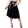 12 Farben Hohe Qualität Wet Look PVC Gothic Plissee Midi Rock Frauen Vintage Knielangen Hohe Taille Rock Formale Party kostüm 210309
