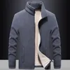 Mäns Hoodies Sweatshirts Höst Vinterjacka Tjock Varm Fleece Stand Neck Solid Zipper Outwear Sportkläder Man Thermal Coat