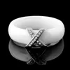 Schwarz-weißer Keramik-Damenring mit AAA-Kristall, 6 mm, Ringe für Damen und Herren, Übergröße 10, 11, 12, Modeschmuck, Weihnachten 26315687528