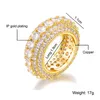 18 k Real Gold Plated Round Diamond Rings Iced Out Cubic Zircon CZ Round Weeding Hip Hop Band Rings8937976