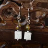 Pendientes de abalorios de piedra de Lava Retro bohemio, difusor de aceite esencial DIY, joyería para mujer, pendiente cúbico volcánico