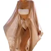 Maillots de bain pour femmes Wefads femmes robe solide Cardigan tricoté Bikini Blouse crème solaire 2021 haut d'été