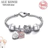 1005 Sterling sier European Fashion pan Charm Beaded Bracelet DIY Bangle For Women Coupl Lover Original Gift Jewelry