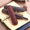 Pencil Bags Handmade Genuine Leather Bag Cowhide Fountain Pen Case Holder Vintage Retro Style Accessories Pouch