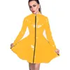 Mini robe plissée en PVC, 22 couleurs, manches longues, haute qualité, Simple, fermeture éclair, Sexy, look mouillé, Clubwear, Costume de fête pour dames