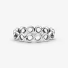 Fine jewelry Autentico anello in argento sterling 925 Fit Pandora Charm Simple Infinity Band Engagement Fedi nuziali fai da te