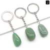 Porte-clés en pierre de cristal naturelle irrégulière, couleur argent, cristal de guérison, décoration de voiture, porte-clés pour femmes et hommes