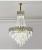 Lustre en cristal moderne de luxe pour salon, luminaire avec chaîne de loft en or, grand escalier, lampe en cristal, éclairage de décoration pour la maison