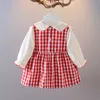 2021 Autumn Infant Baby Girls Dress for 1 year Toddler Girl Clothing Long Sleeve Plaid Princess Birthday Dresses Baby Clothes Q0716