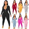 Women Jumpsuits Designer Onesies Overalls Clothing Fashion Long Sleeve Sexy V-neck Zipper Plaid Stitching Rompers
