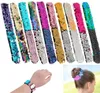 Slap Bracelets Sequins Girls Wristband Sequined Hairband Glitter Ponytail Holder Kids Party favors 11 Designs DB519