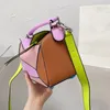 Luxury Women Puzzle Geometric Shoulder Bags Designers Handväskor Cross Body Fashion Contrast Color Patchwork Purses With Letters Top 25cm 64324