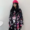 Houzhou Kuromi Sweatshirt 가을 패션 여성 Kawaii Anime Hoodie 빈티지 긴 소매 귀여운 풀오버 여성 블랙 핑크 숙녀 톱 201216