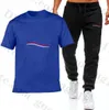 Moda Tasarımcı T-Shirt ve Pantolon Set Marka Trailtsuits Erkek Tee Takım Siyah Mektuplar Baskılı Spor Giyim İlkbahar Yaz Kısa Kollu Joggers İki Parçalı Set Sporu