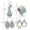 4st easter pu läder smycken uppsättning örhängen armband och nyckelring med kanin form och mönster för tjejer gåva