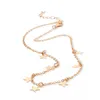 Collana con ciondolo a forma di stella color oro, collane girocollo femminili di moda, regali semplici per gioielli da donna con stella pentagono