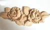1PC nouvelle fleur sculpture sur bois Appliques en bois naturel pour armoire de meuble moulures en bois non peintes décalcomanie Figurine décorative C0220